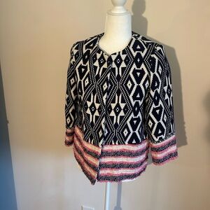 Geometric Patterned Jacket with Pink Accents by Vilagallo in size euro 38